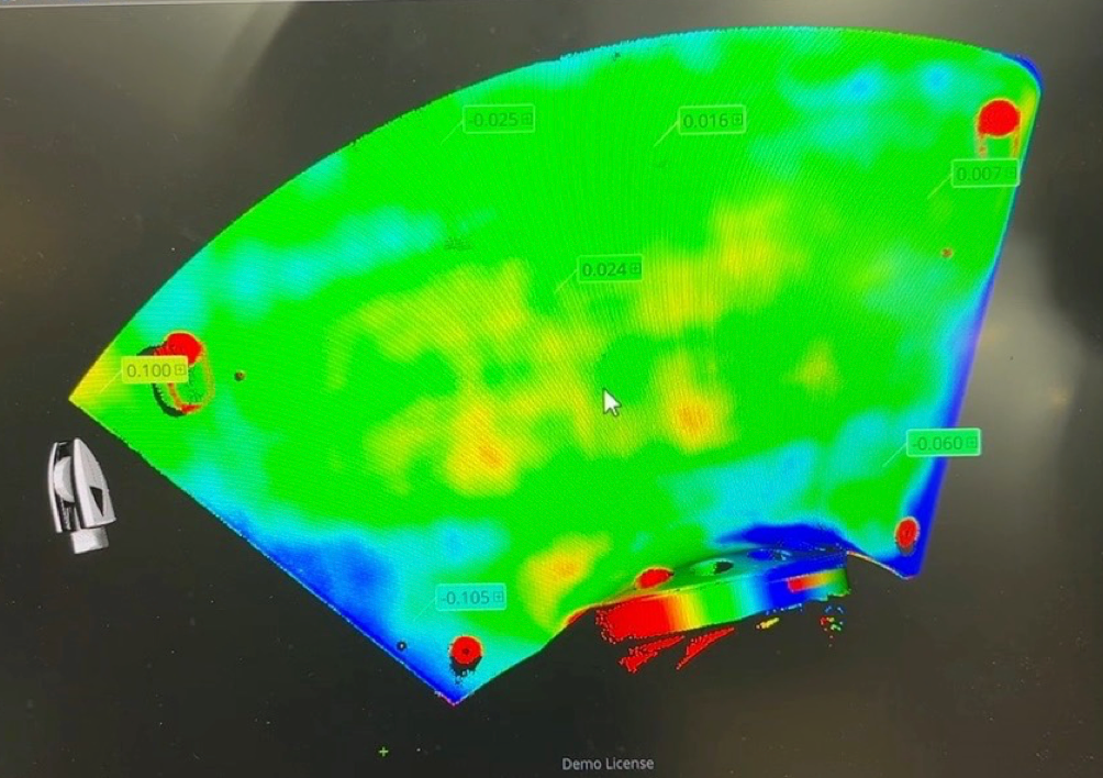 Color-coded corrosion and defect heatmap generated from digital twin inspection data