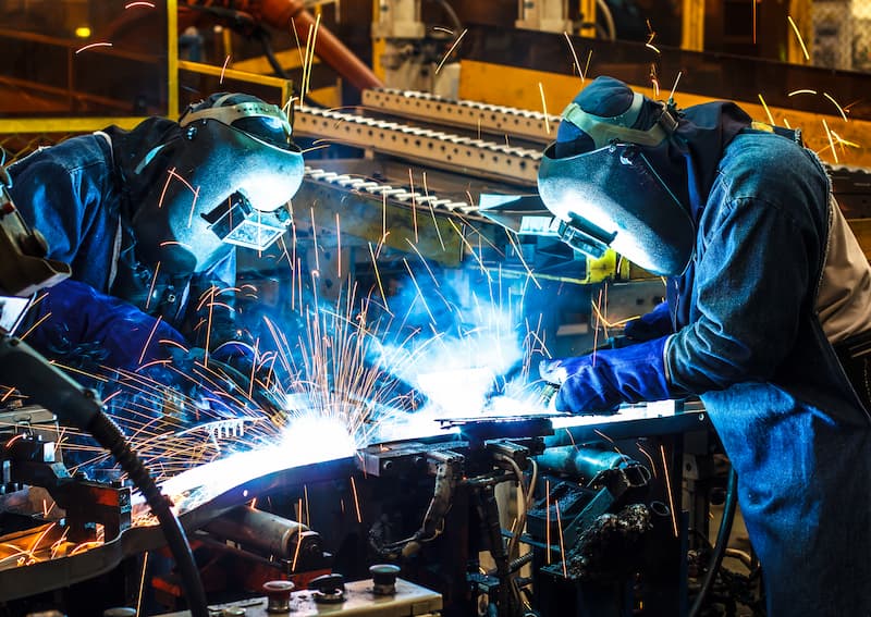 Welding inspection area tested for surface cracks using liquid penetrant testing
