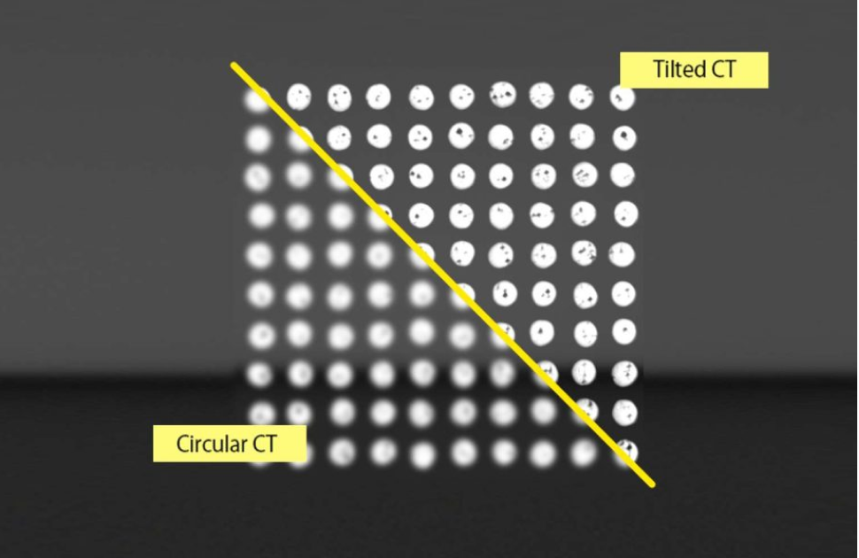 Tilted CT Enhances X-ray Component Inspection for Flat and High-Density Elements