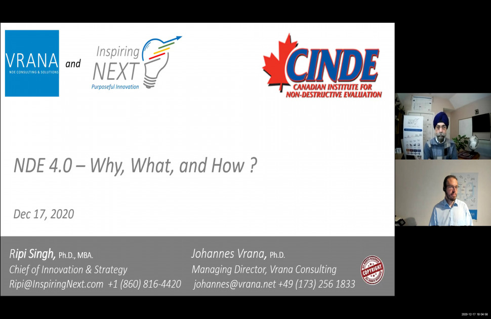 CINDE Webinar: NDE 4.0 - Why, What and How?
