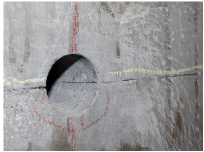 Visual examination of core holes for crack depth measurement